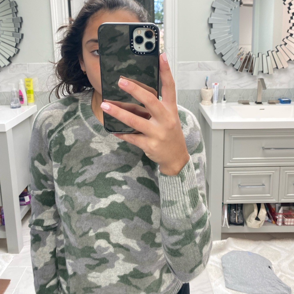 camouflage sweater-aqua bloomingdales